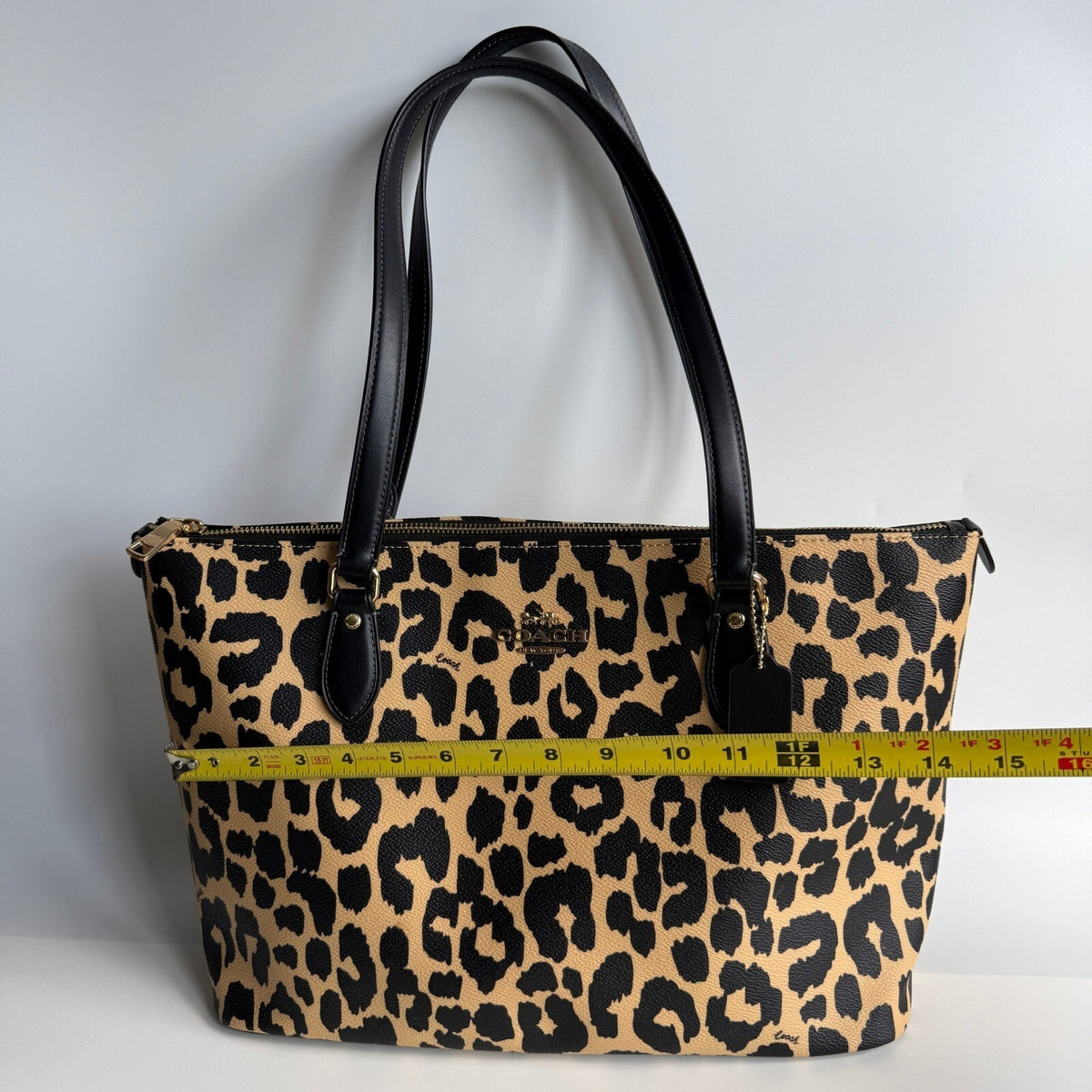 Coach Gallery Tote Leopard Coated Canvas Leather Bag CY347