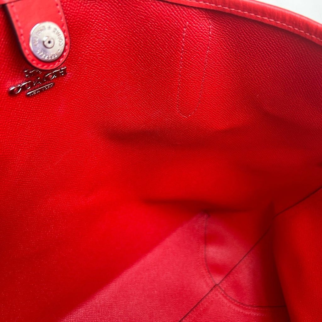 Coach City Tote Miami Red Khaki Brown Signature Canvas 5696