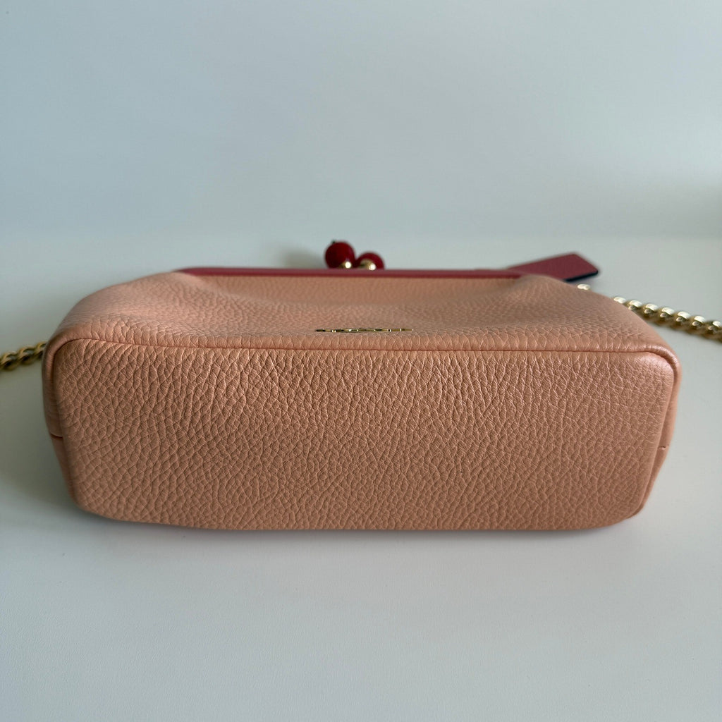 Coach Nora Kisslock Faded Blush Pink Leather Crossbody Bag C8288 Strawberry