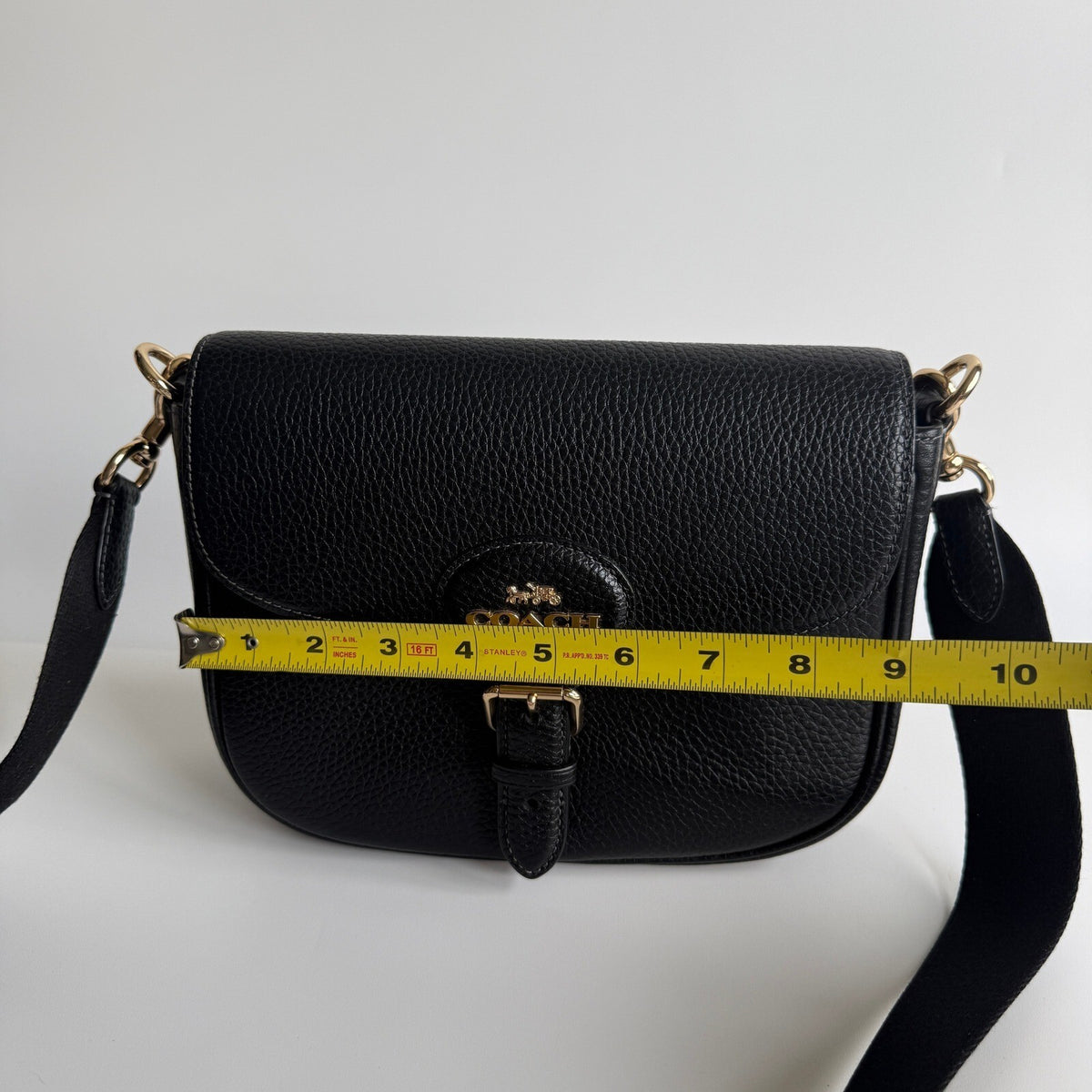 Coach Amelia Saddle Bag Black Soft Pebbled Leather Crossbody CP107
