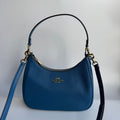 Coach Teri Hobo Racer Blue Refined Pebble Leather Shoulder Bag CV935