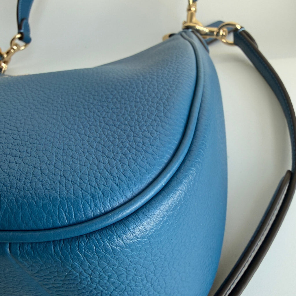 Coach Teri Hobo Racer Blue Refined Pebble Leather Shoulder Bag CV935