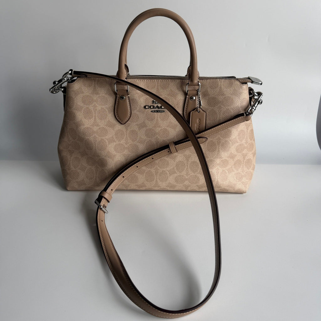 Coach Georgia Satchel Sand Taupe Signature Canvas CW422 Crossbody Bag