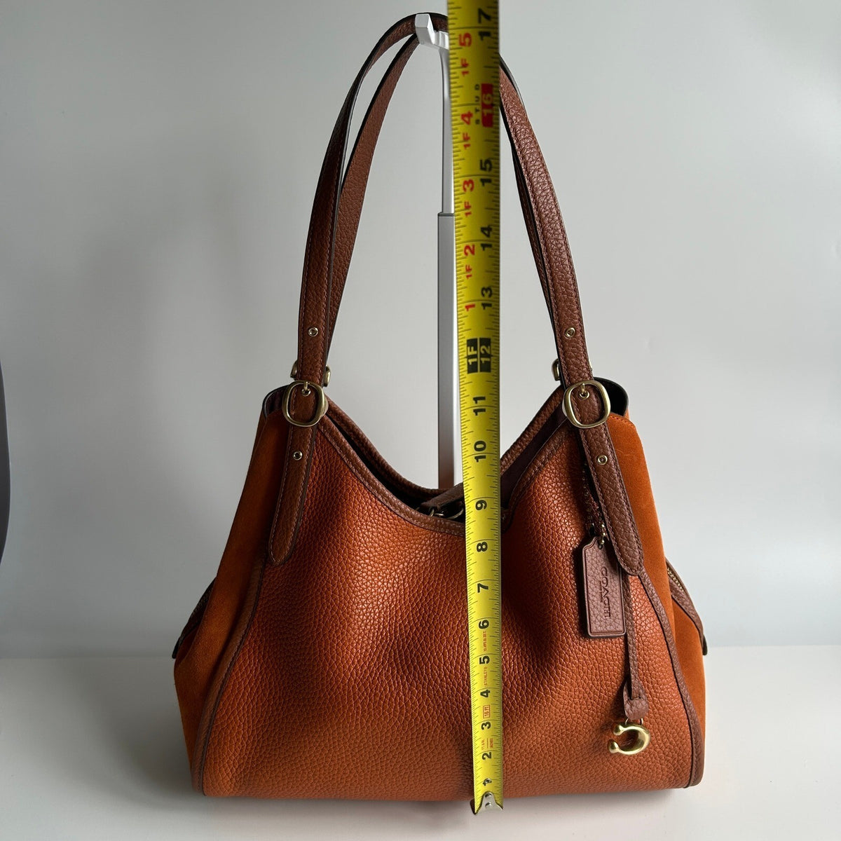 Coach Lori Shoulder Bag Canyon Burnt Orange Mixed Leather Suede C5265