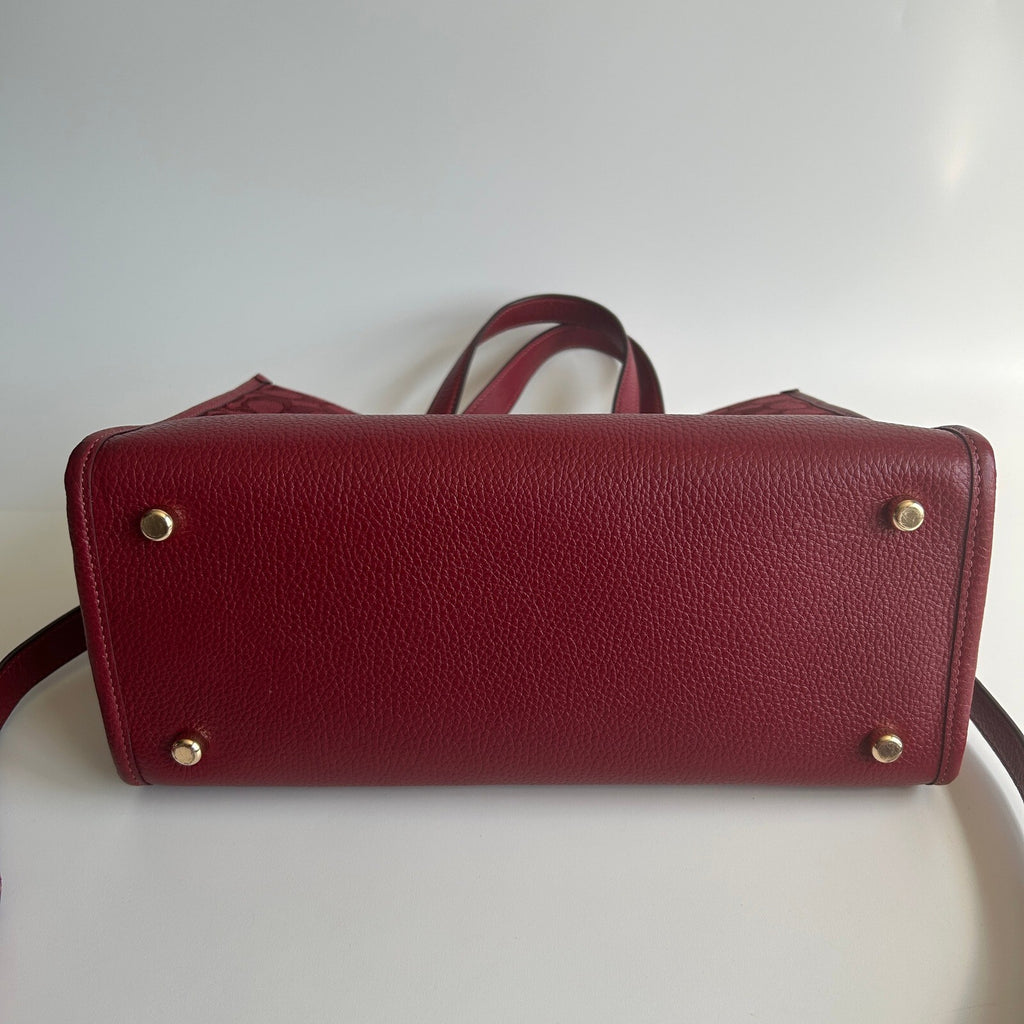 Coach Dempsey Tote 22 Red Signature Jacquard Varsity Stripe Crossbody Bag C8417