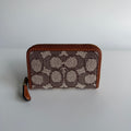 Coach Small Zip Around Wallet Cocoa Burnished Amber Jacquard Leather CAH14