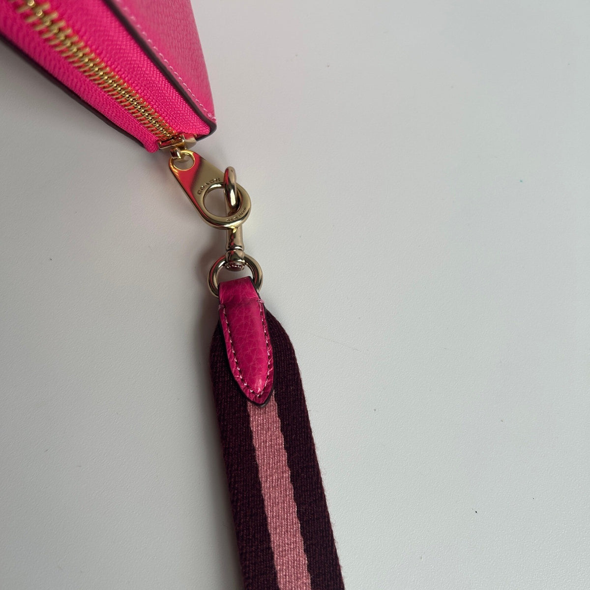Coach Long Zip Around Wristlet Fuchsia Pebbled Leather Wallet C4451