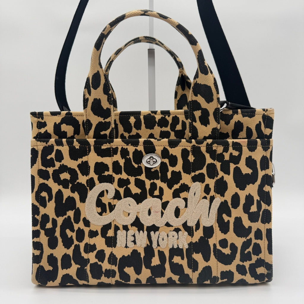 Coach Cargo Tote 26 Leopard Print Canvas Bag CP770 Crossbody Handbag