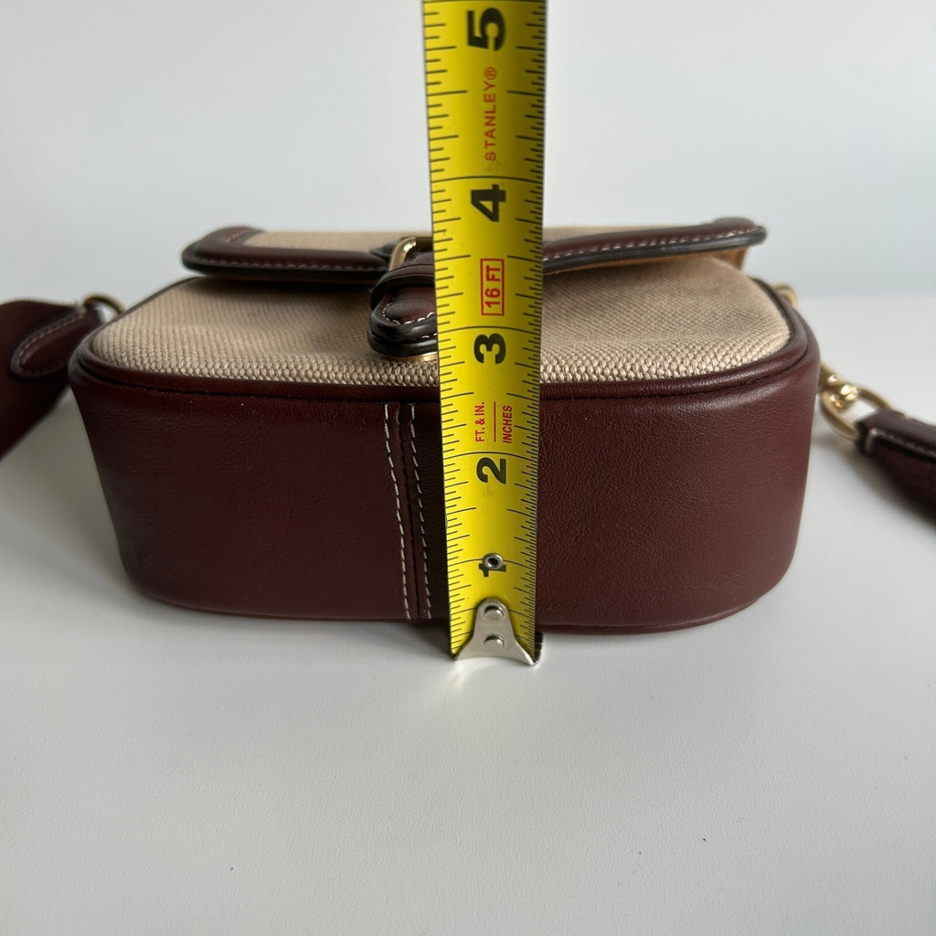 Coach Amelia Small Saddle Bag Natural Multi Canvas Leather Crossbody CR257