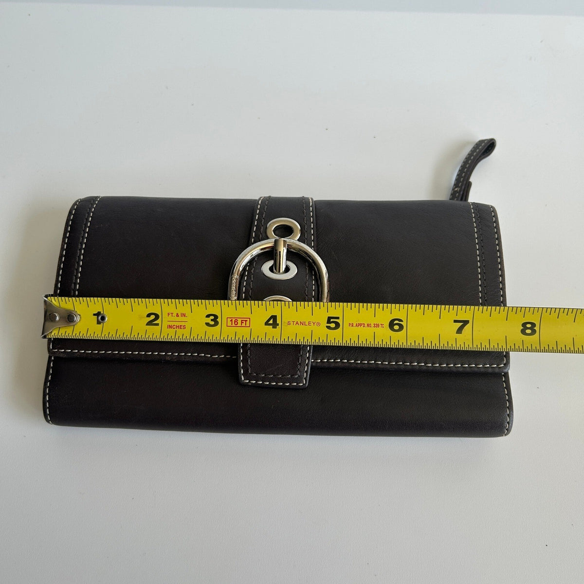 Coach Soho Brown Leather Buckle Slim Wallet Vintage Organizer