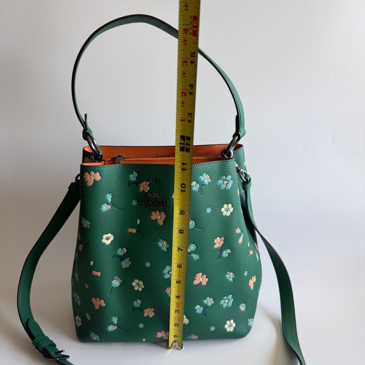 Coach Town Bucket Bag Green Multi Leather Mystical Floral C8214 Crossbody