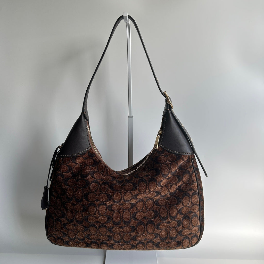 Coach Ella Shoulder Bag Truffle Brown Signature Chenille CCE49