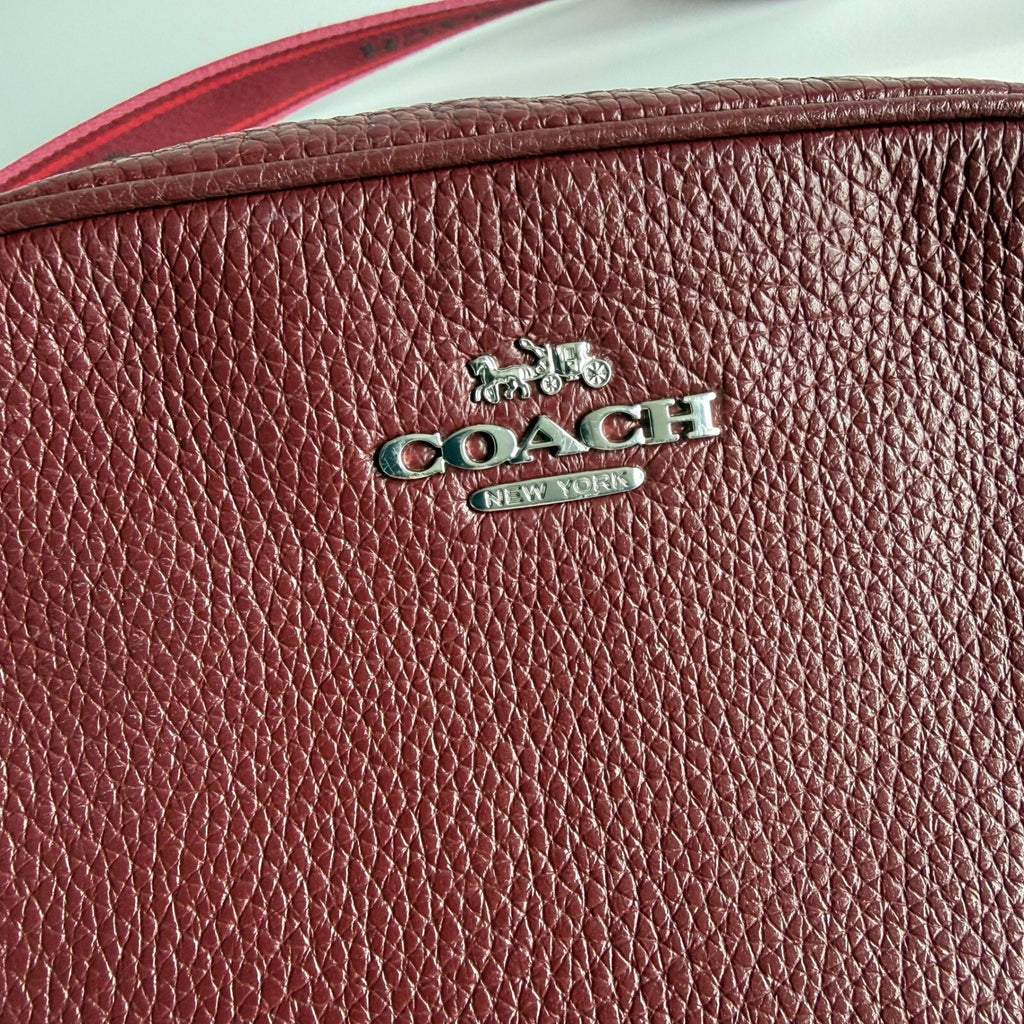 Coach Mini Jamie Camera Bag Burgundy Pebbled Leather Crossbody CH689