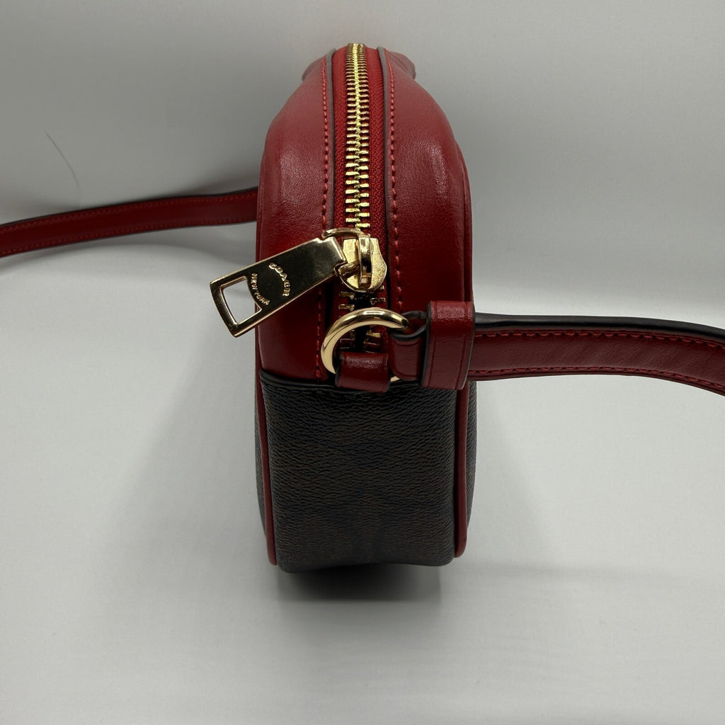 Coach Mini Jamie Camera Bag Brown Red Signature Canvas Crossbody C9926