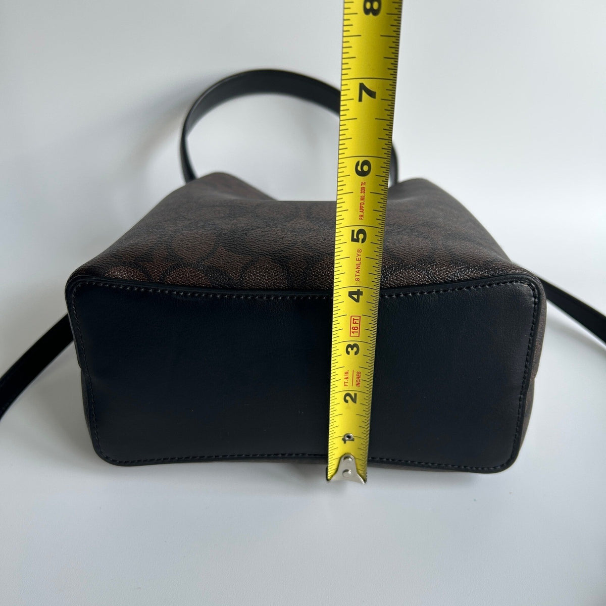 Coach Small Town Bucket Bag Brown Black Signature Canvas Crossbody 2312