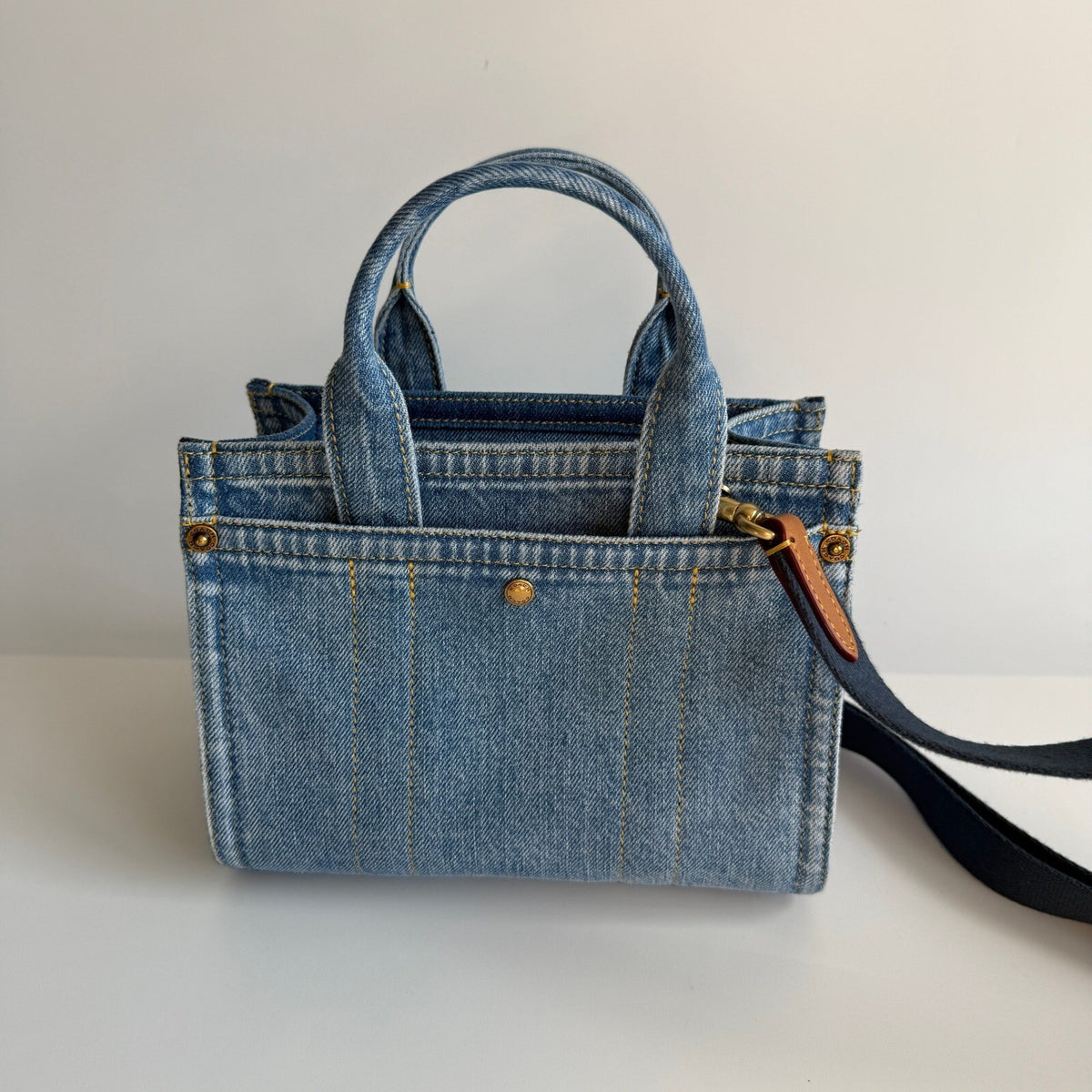 Coach Mini Cargo Tote Bag 20 Indigo Blue Denim Crossbody CZ100