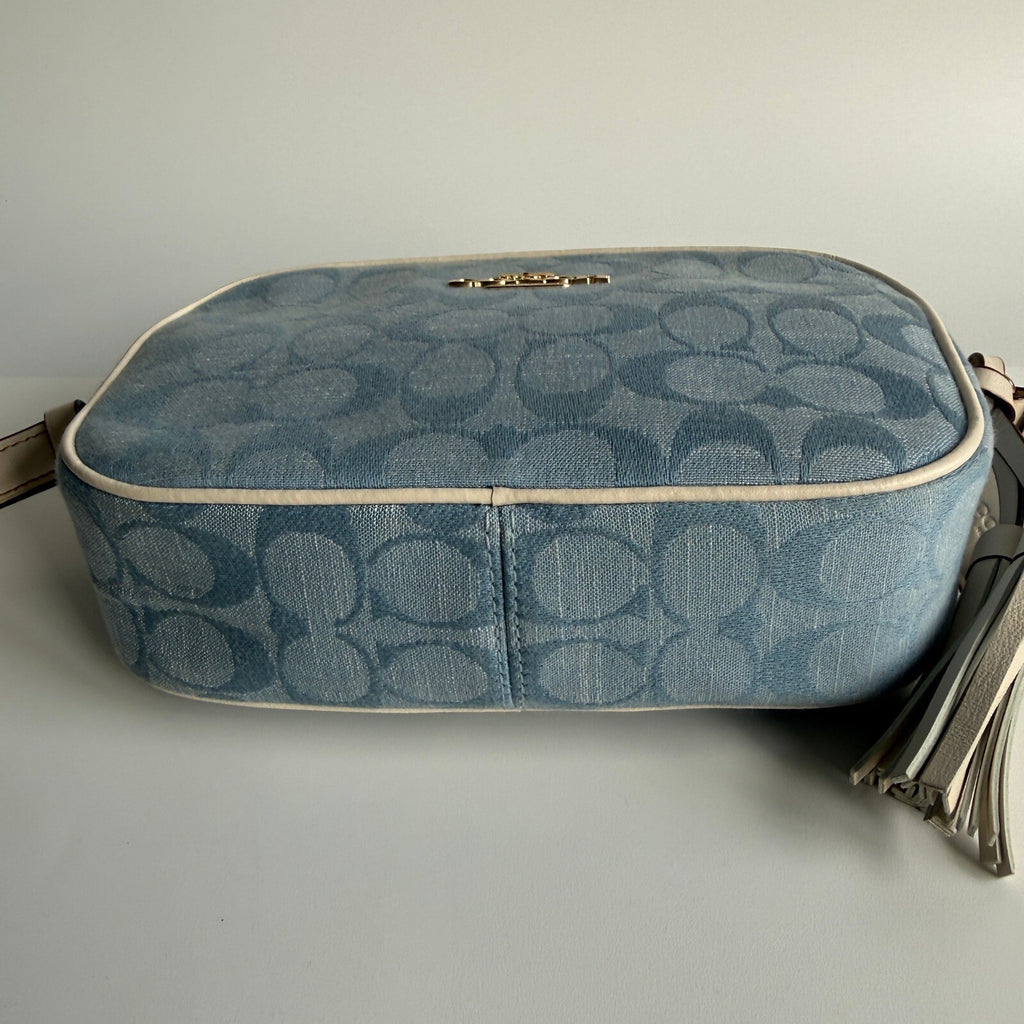 Coach Mini Jamie Camera Bag Denim Chambray Leather Crossbody CA732