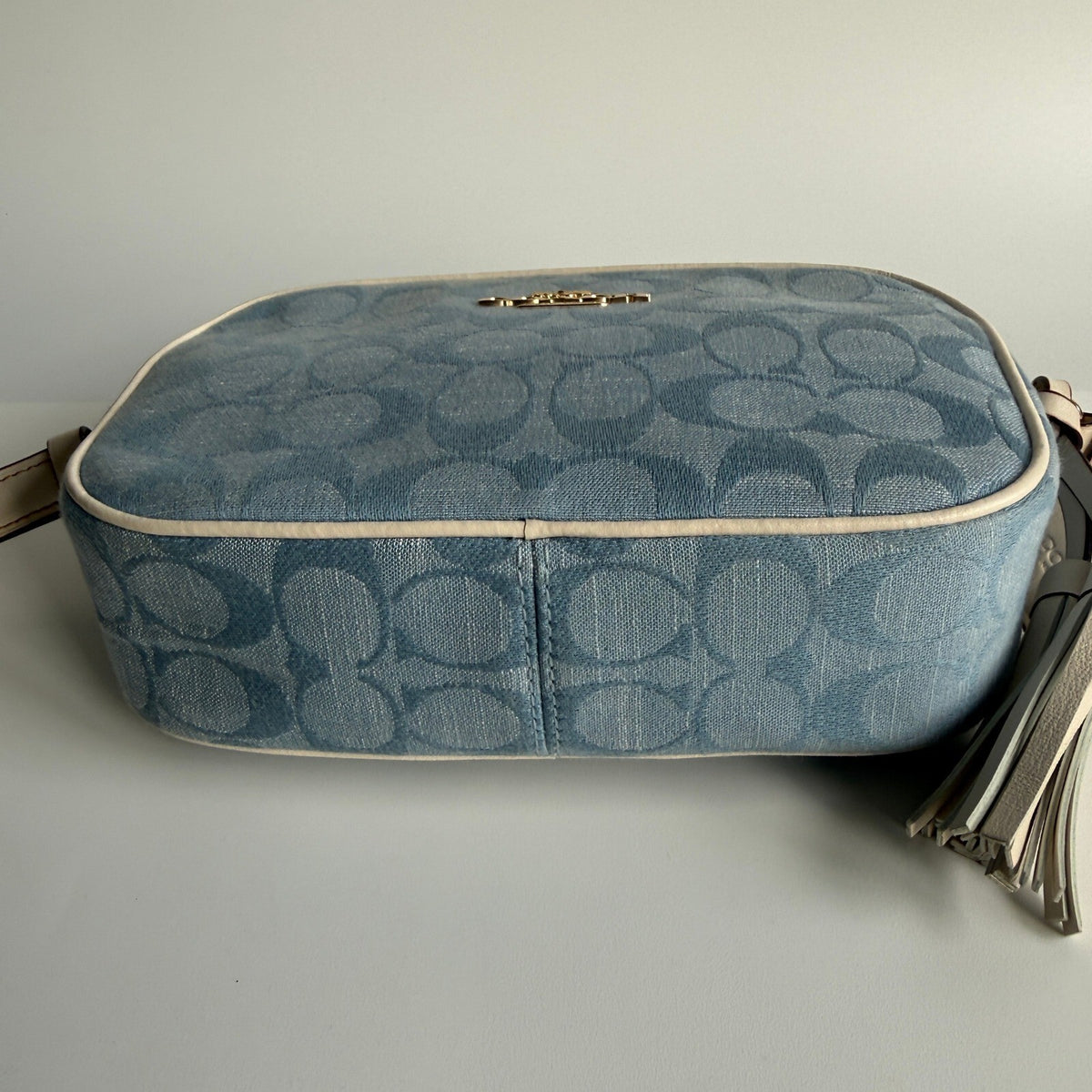 Coach Mini Jamie Camera Bag Denim Chambray Leather Crossbody CA732