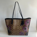 Coach City Tote Signature Canvas Purple Floral Kaffe Fassett Print 5697