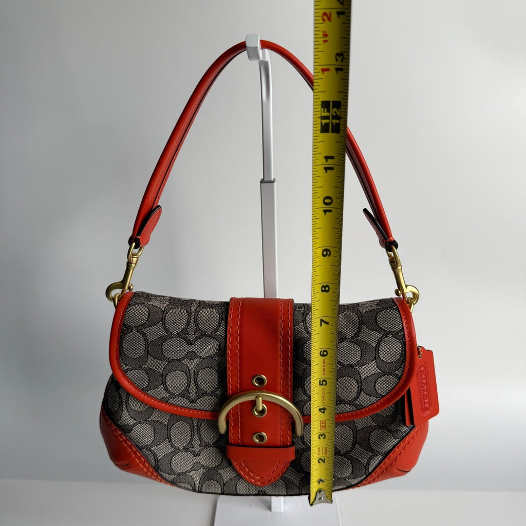 Coach Soho Flap Grey Orange Signature Jacquard Shoulder Bag CJ814