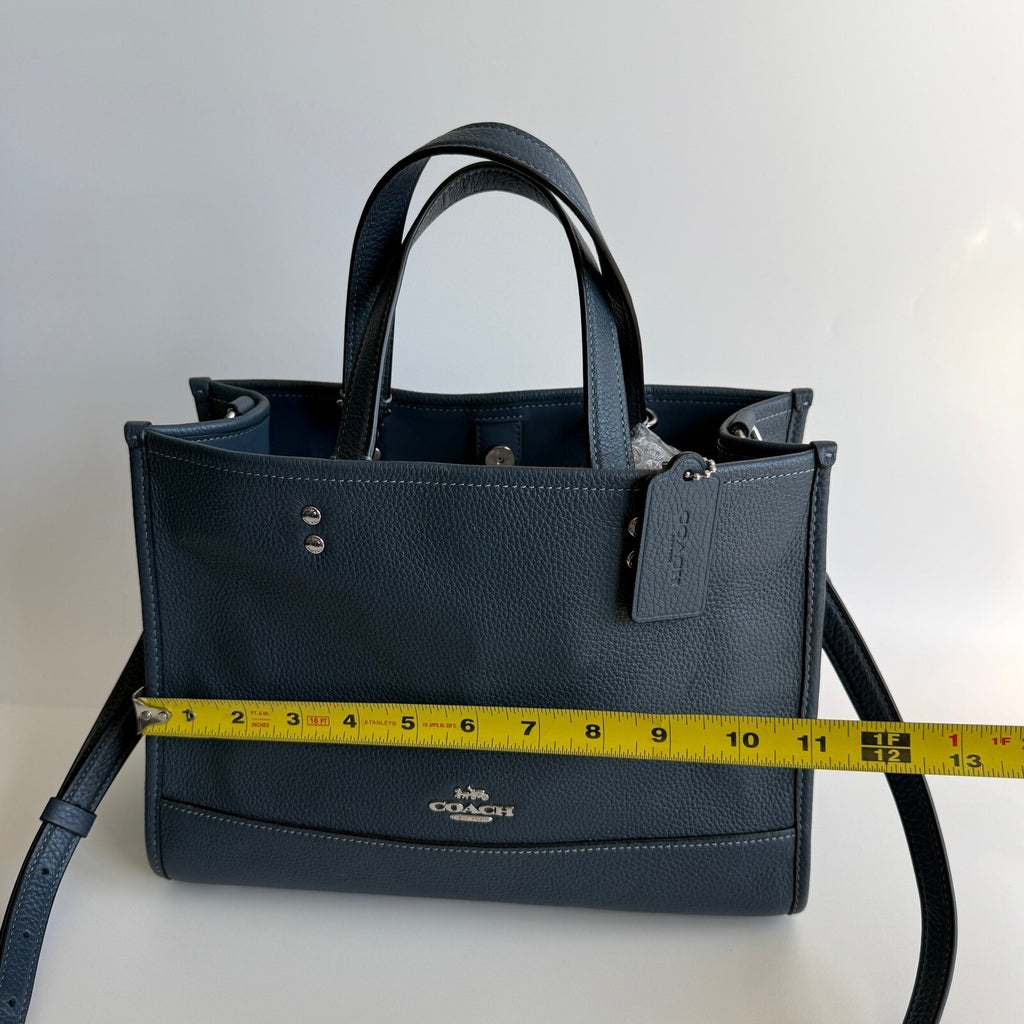 Coach Dempsey Carryall Tote 22 Denim Blue Pebble Leather Bag C0976
