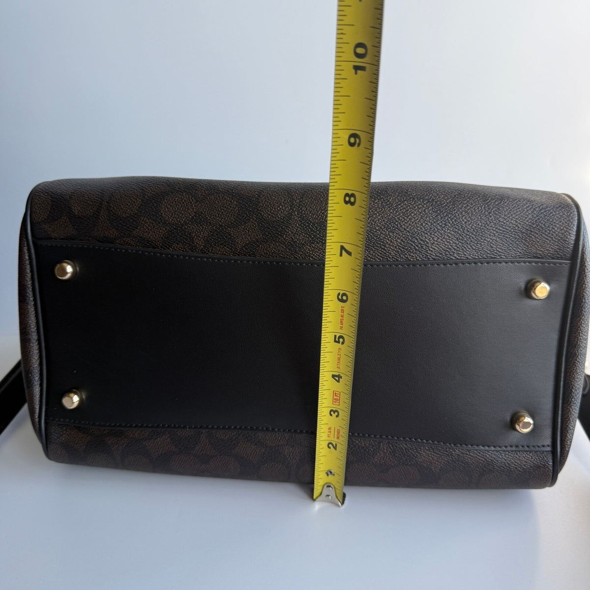 Coach Large Rowan Satchel Walnut Black Signature Canvas CV959