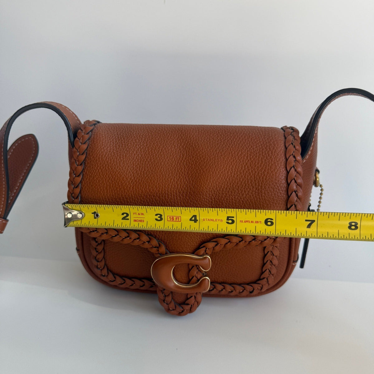 Coach Tabby Messenger 19 Burnished Amber Leather Braided Trim Bag CJ837