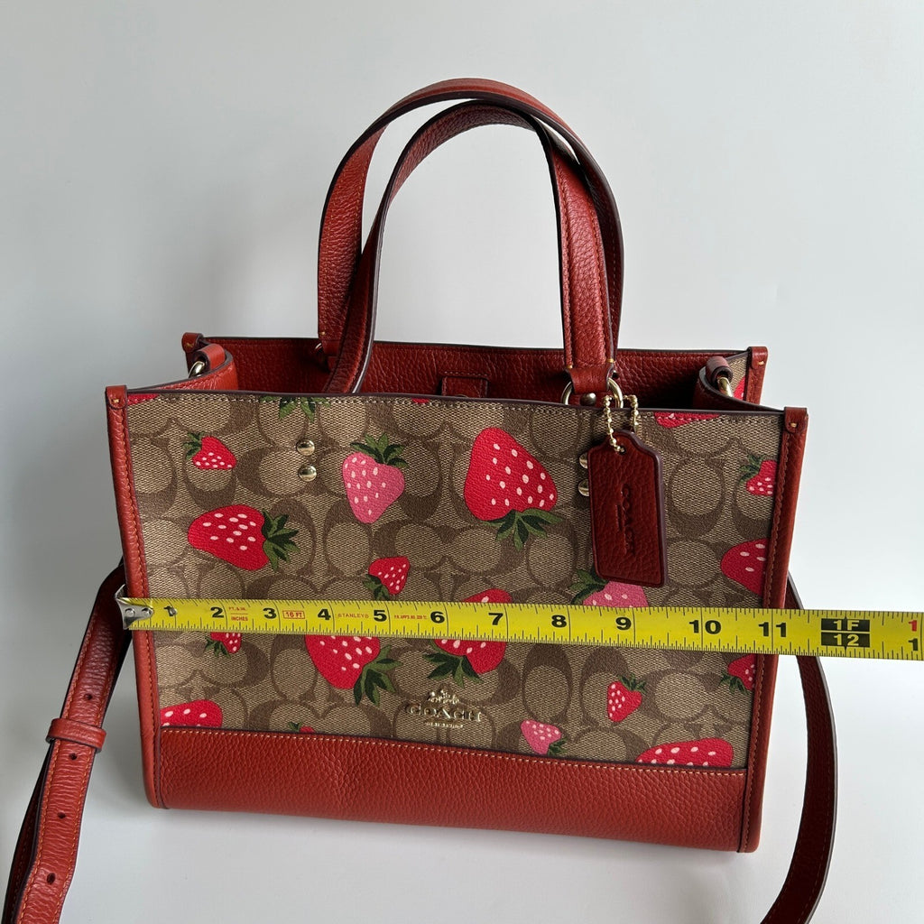 Coach Dempsey Carryall Signature Canvas Wild Strawberry Print Red Bag CH325