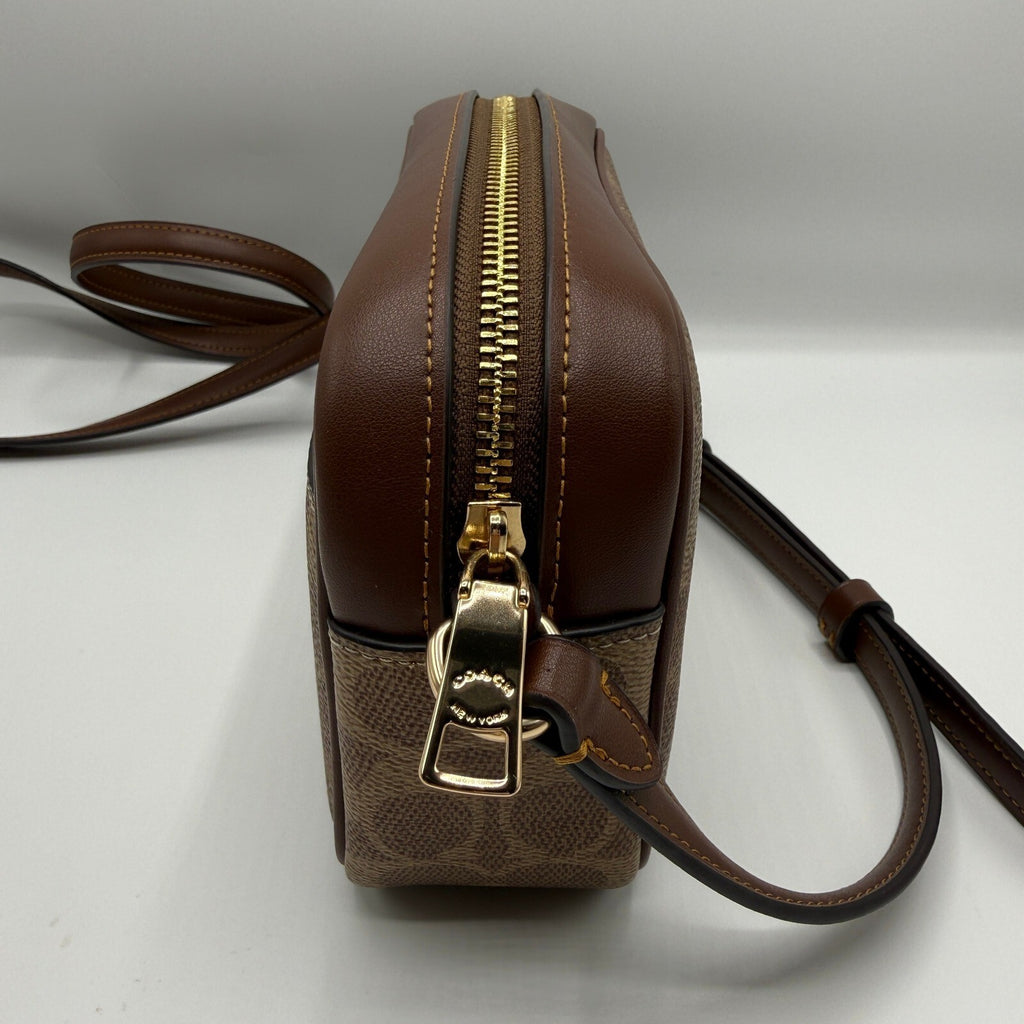 Coach Mini Jamie Camera Bag Khaki Signature Canvas Crossbody CY752