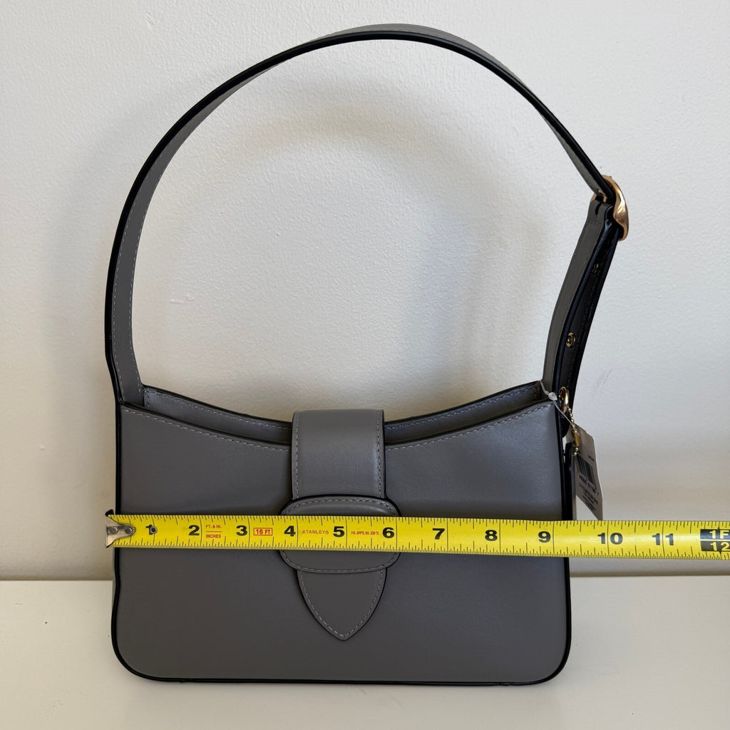 Coach Eliza Shoulder Bag Charcoal Grey Leather CAA92 Small Handbag Purse