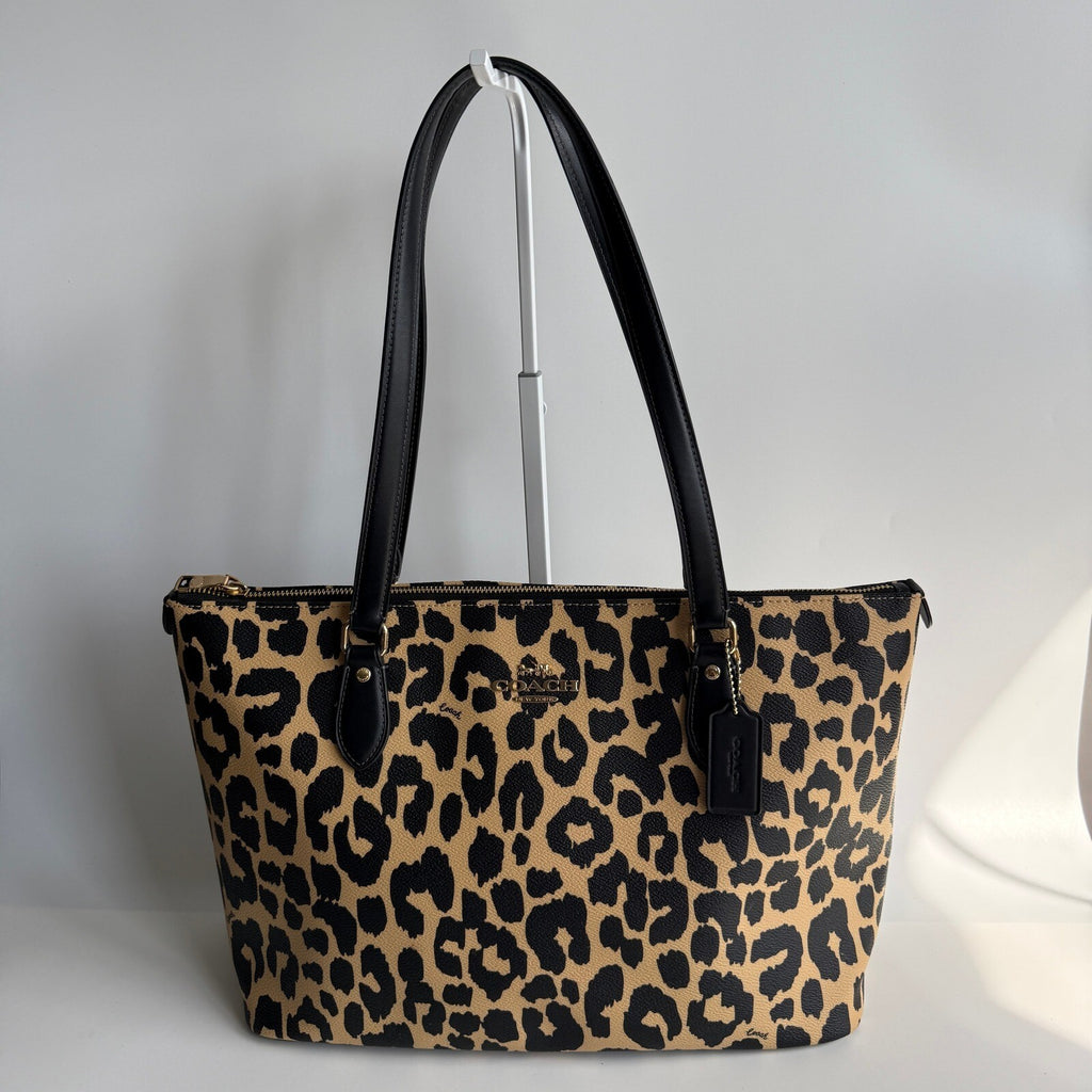 Coach Gallery Tote Leopard Coated Canvas Leather Bag CY347