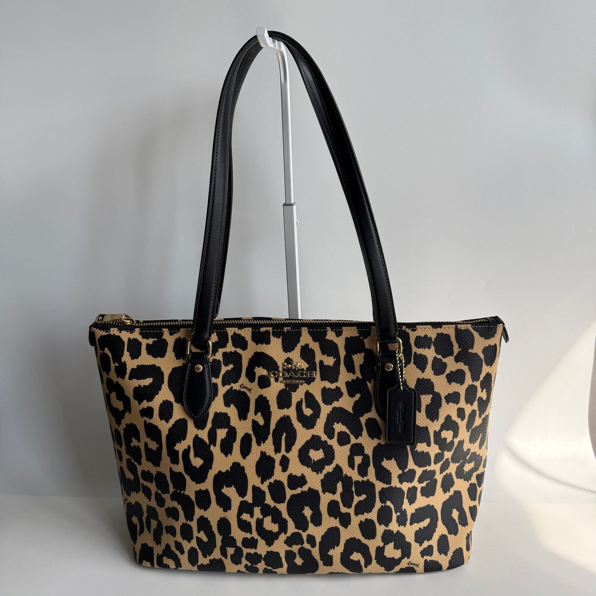 Coach Gallery Tote Leopard Coated Canvas Leather Bag CY347