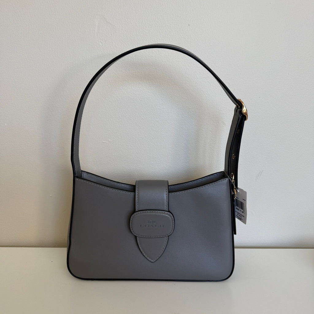 Coach Eliza Shoulder Bag Charcoal Grey Leather CAA92 Small Handbag Purse