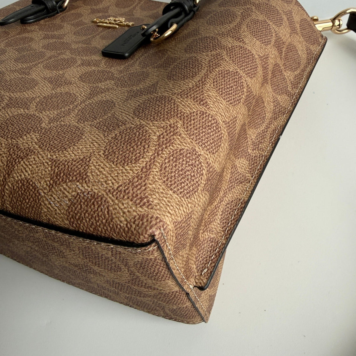 Coach Mollie Tote 25 Khaki Brown Signature Canvas Bag C4250