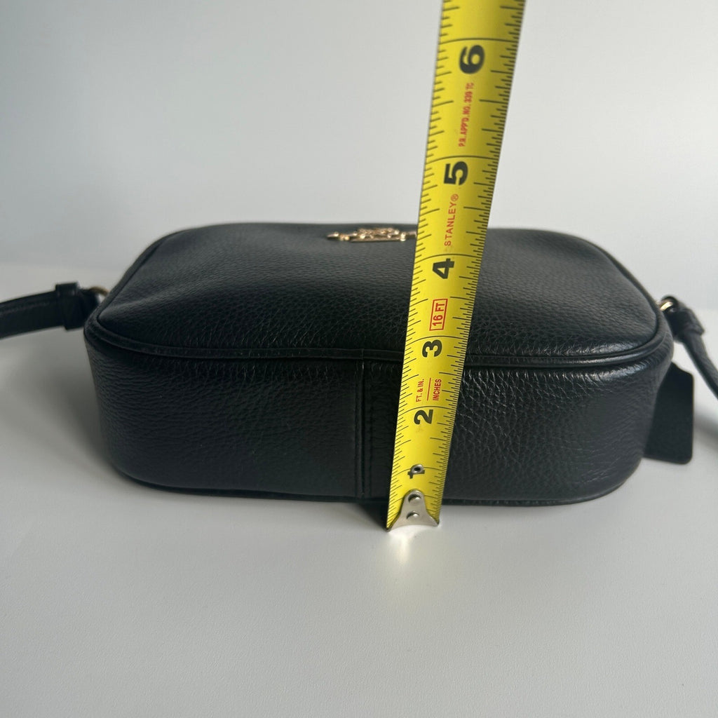 Coach Mini Jamie Camera Bag Black Pebbled Leather Crossbody CA069