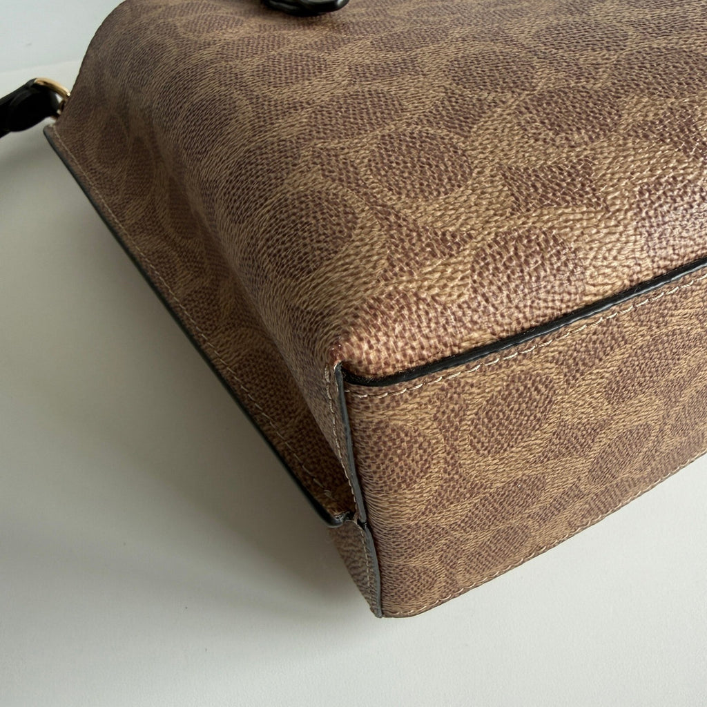 Coach Mollie Tote 25 Khaki Brown Signature Canvas Bag C4250