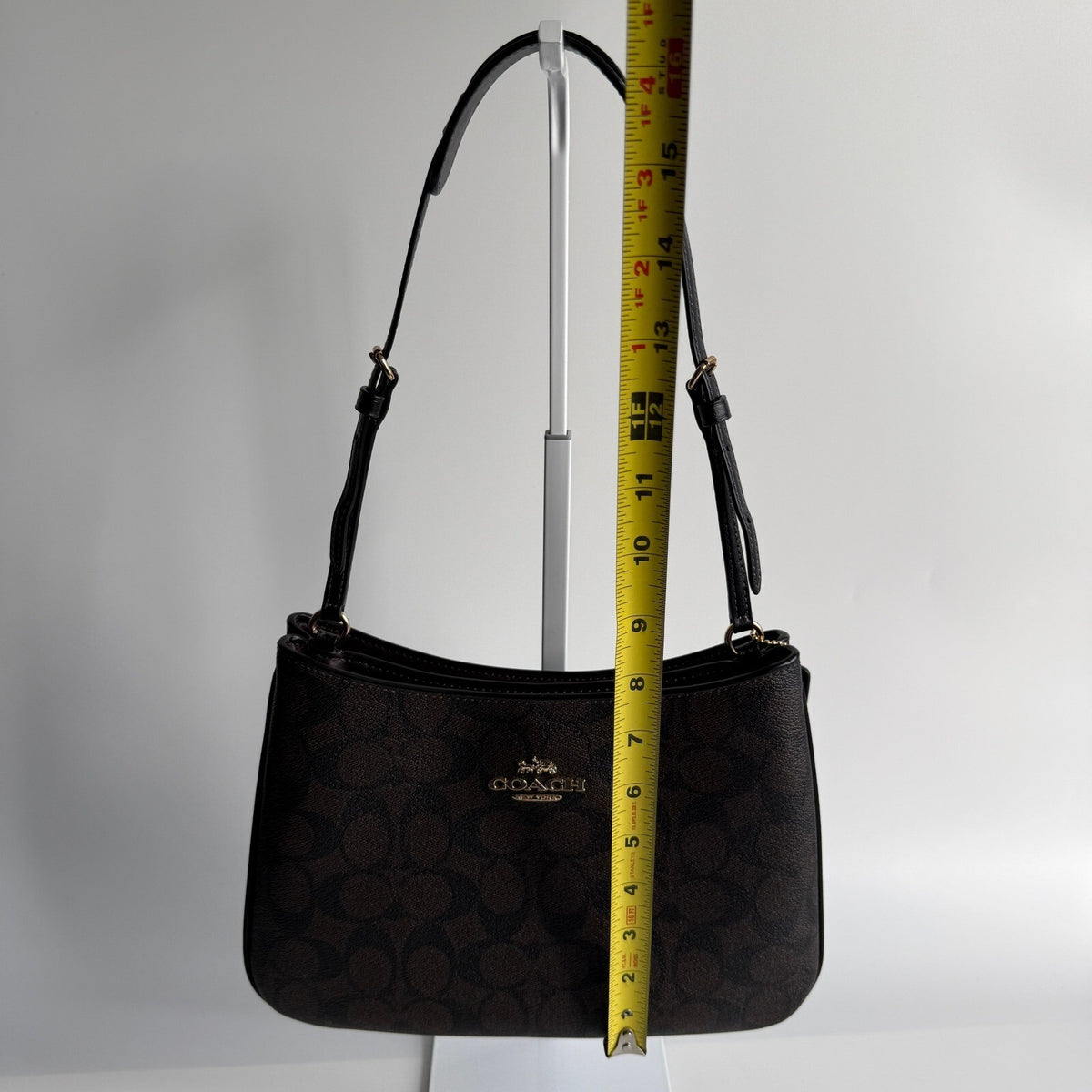 Coach Penelope Shoulder Bag Brown Black Signature Canvas CO953