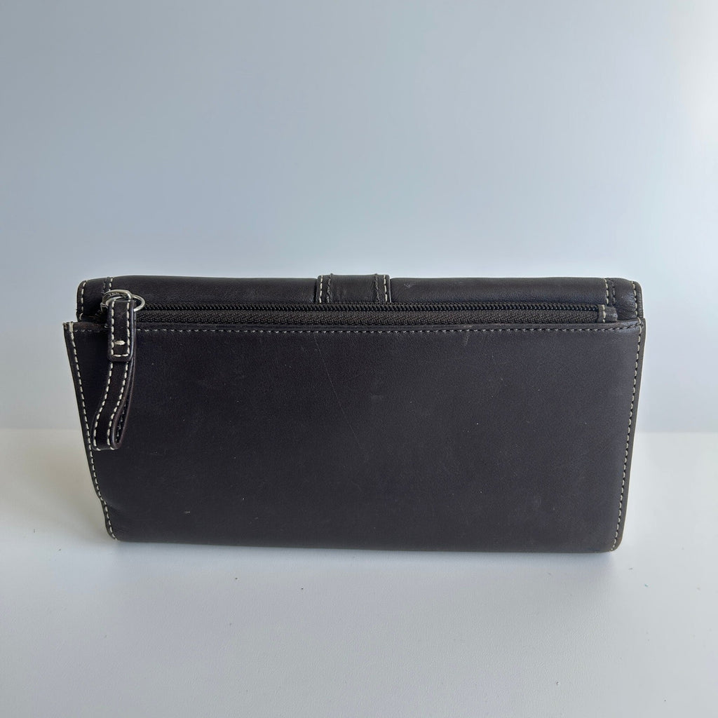Coach Soho Brown Leather Buckle Slim Wallet Vintage Organizer