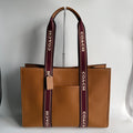 Coach Large Smith Tote Brown Leather Logo Webbing Strap CM716 Bag
