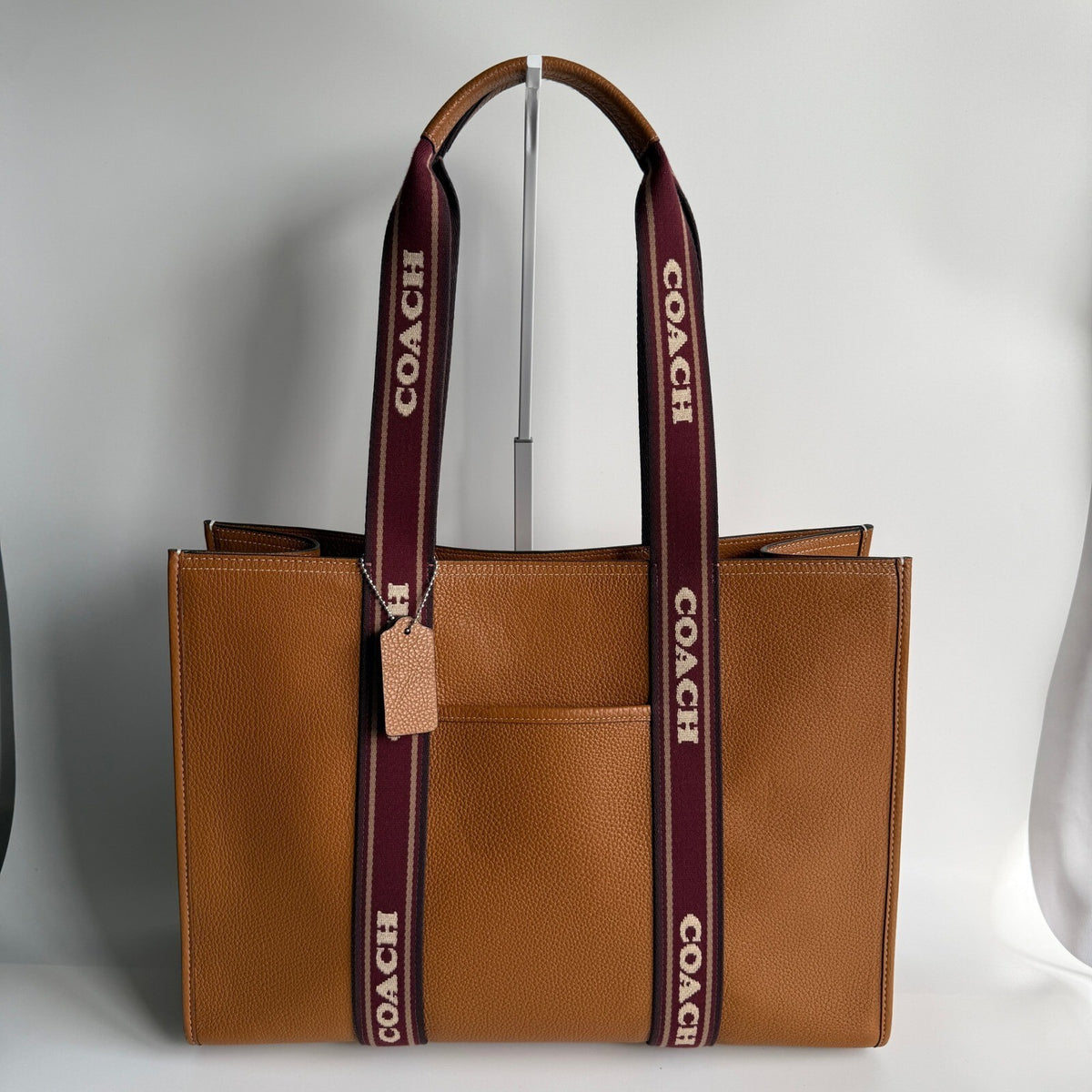 Coach Large Smith Tote Brown Leather Logo Webbing Strap CM716 Bag