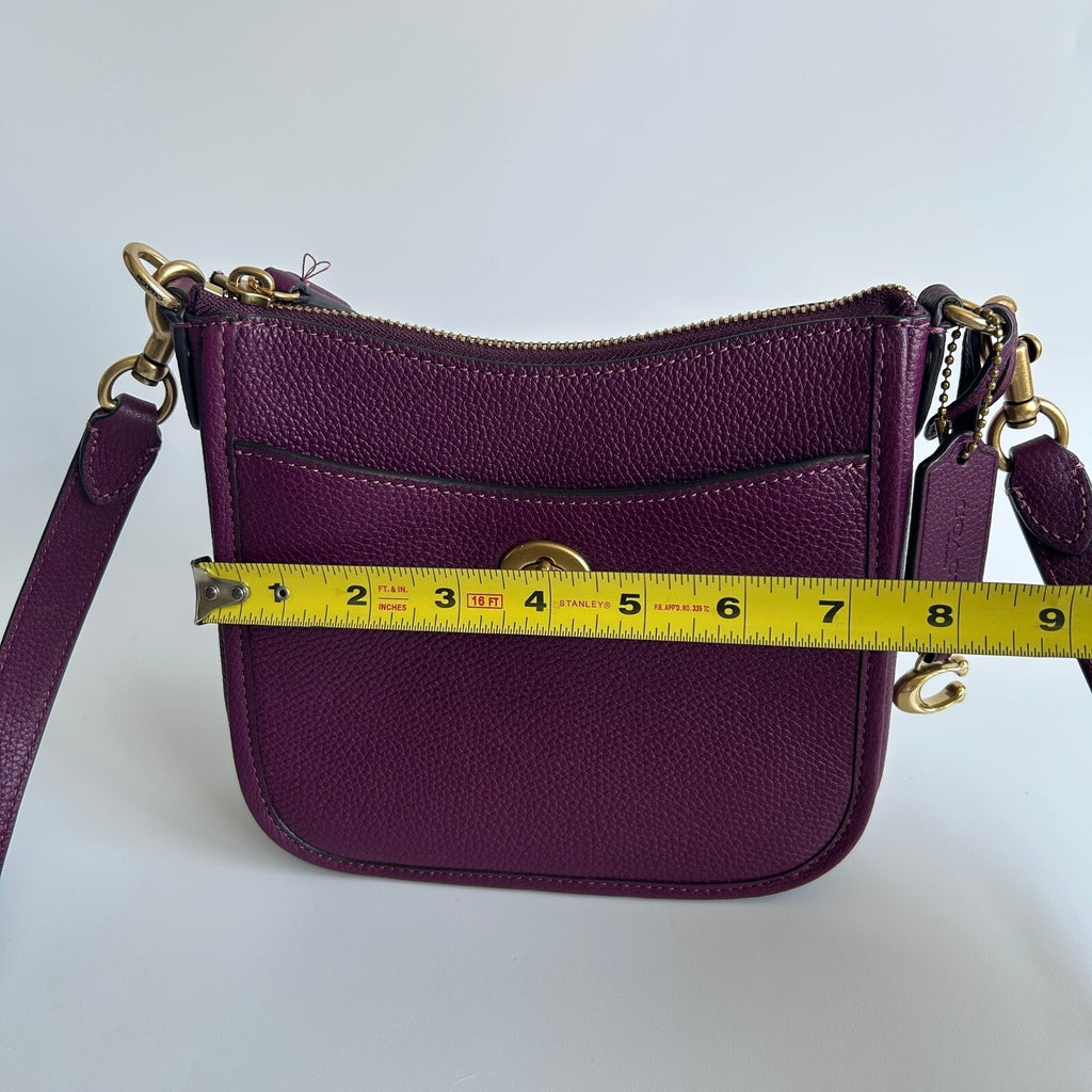 Coach Chaise Crossbody 19 Plum Pebble Leather Bag CC390