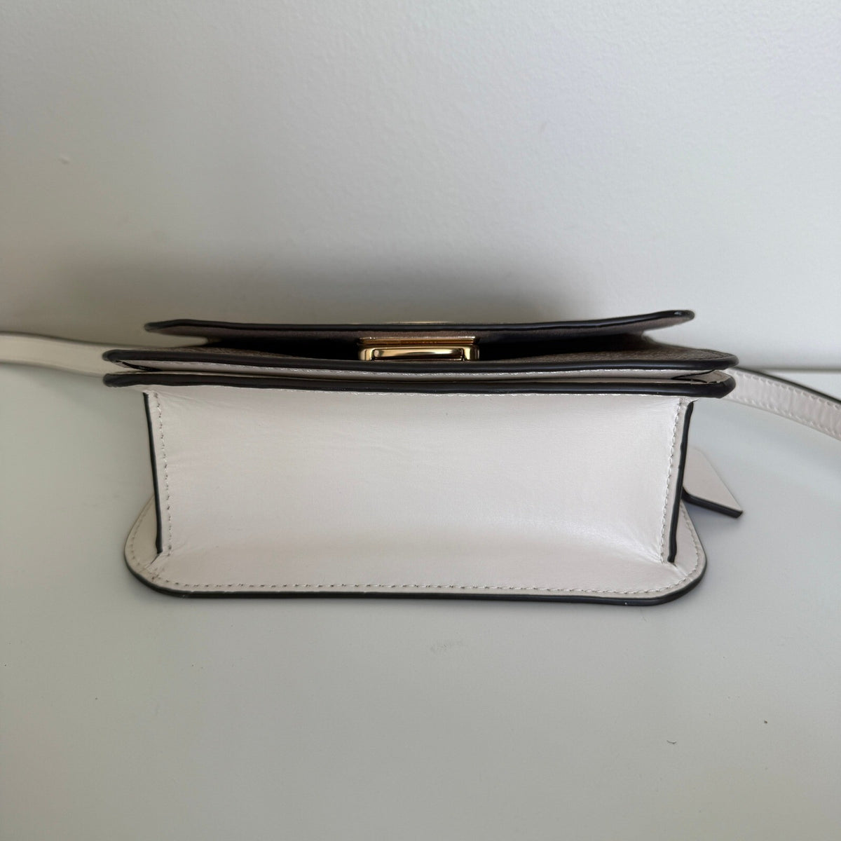 Coach Mini Brynn Flap Crossbody Bag Khaki Chalk Signature Canvas C5592