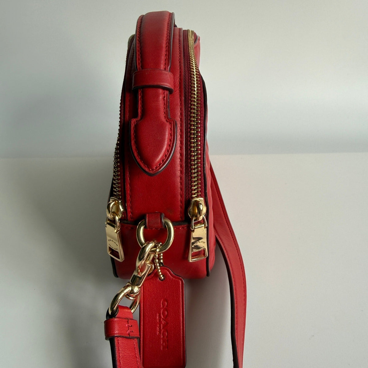 Coach Serena Electric Red Quilted Leather Crossbody Satchel C7259