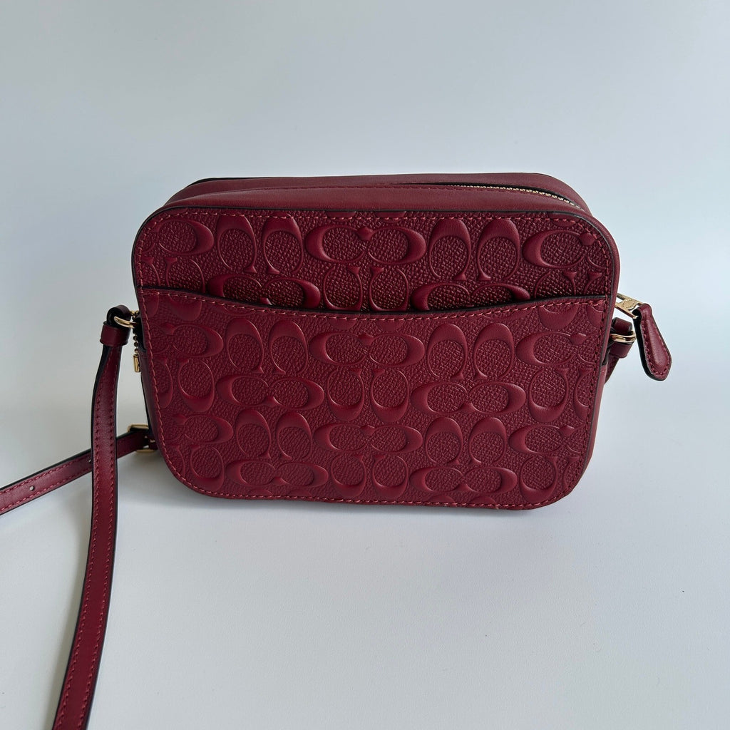 Coach Mini Jamie Crossbody Burgundy Signature Leather Camera Bag CC943