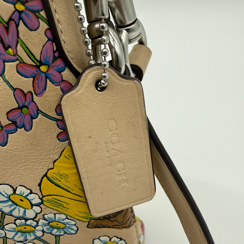 Coach Laurel Shoulder Bag Ivory Multi Pebble Leather Garden Floral Print CT222