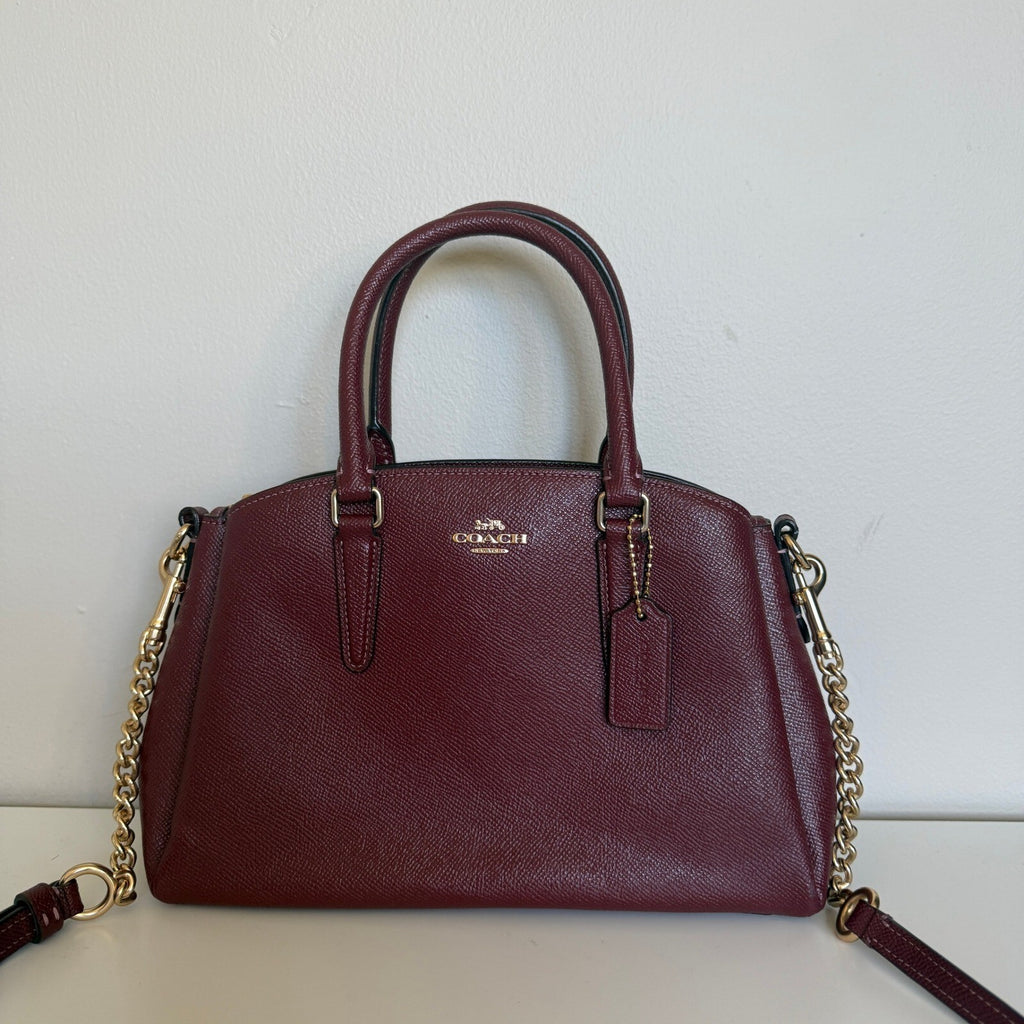 Coach Sage Carryall Burgundy Crossgrain Leather Bag F28976