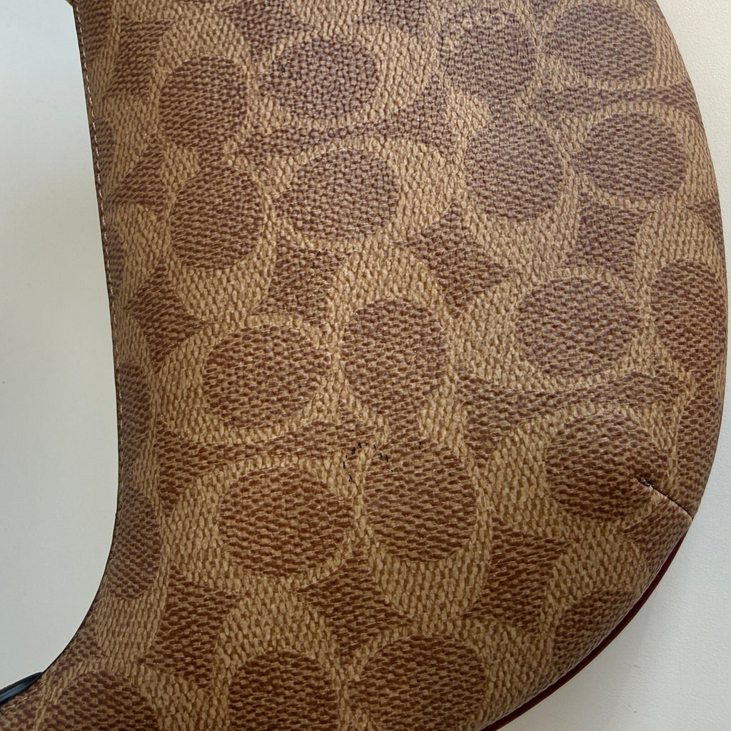 Coach Mini Payton Black Cherry Tan Signature Canvas Hobo Bag CX608