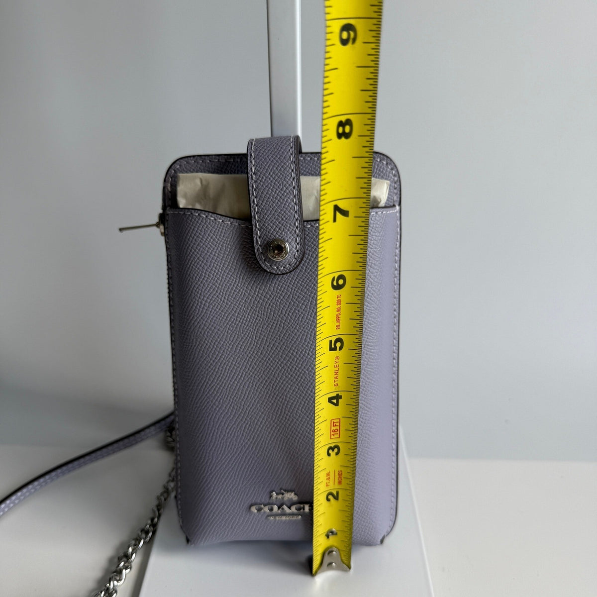 Coach North/South Phone Crossbody Mist Purple Crossgrain Leather C6884