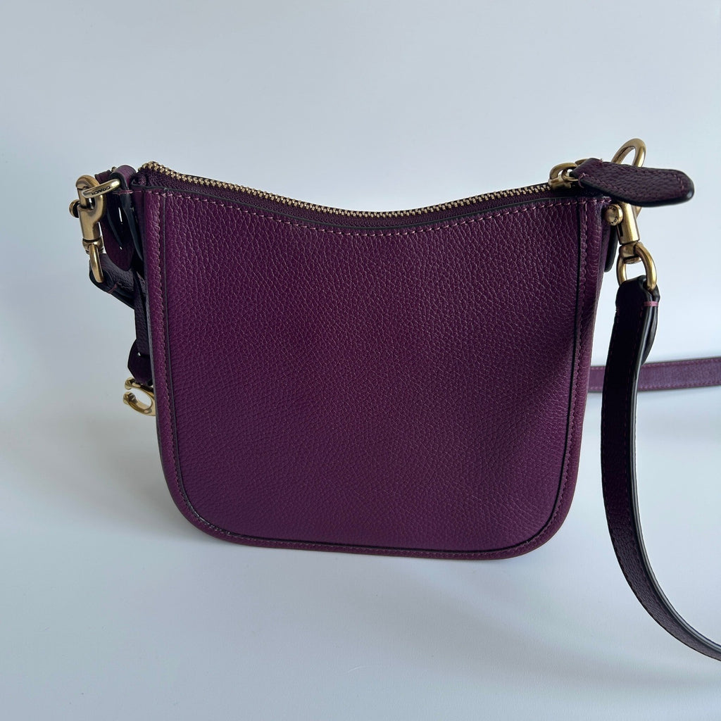 Coach Chaise Crossbody 19 Plum Pebble Leather Bag CC390