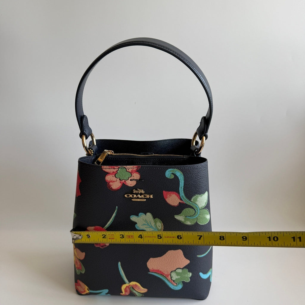 Coach Small Town Bucket Bag Midnight Multi Canvas Dreamy Land Floral C8611